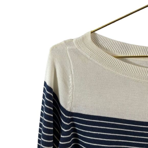 Caslon Blue White Striped Nautical Wool Blend Lightweight Sweater Size S NWT - Picture 3 of 10